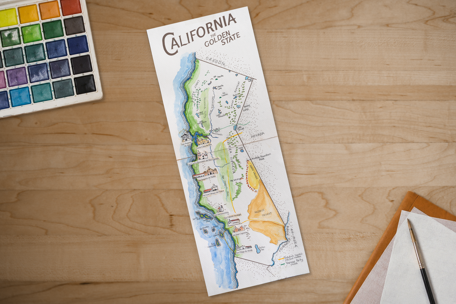 California History map for 4th, 5th, 6th grade homeschool students by Beautiful Feet Books  — printed on heavy-duty cardstock for labeling cities, rivers, and landmarks