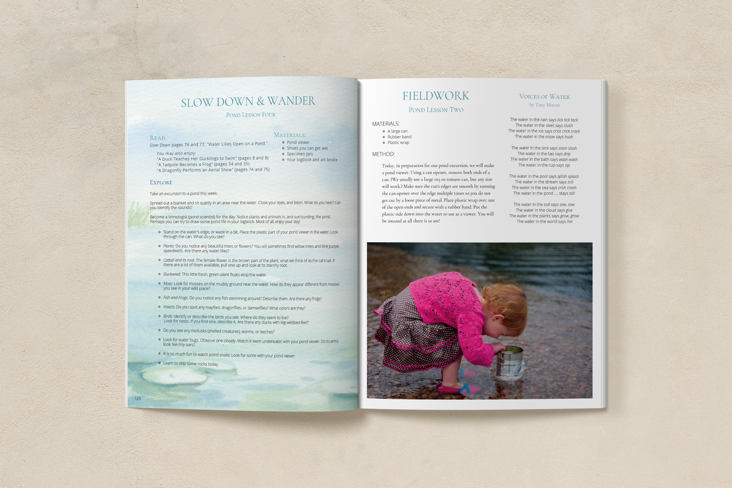 Preview samples of the inside pages of the Teacher Guide book for Seasons Afield homeschool curriculum pack for Kindergarten, 1st, 2nd, 3rd grade students by Beautiful Feet Books